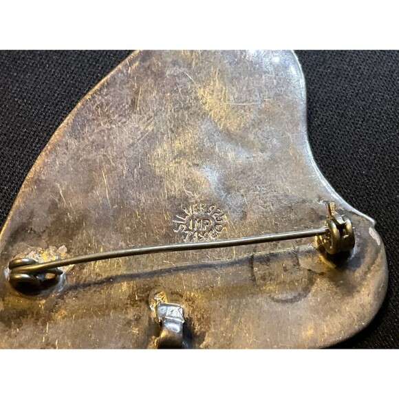 925 Sterling Silver Taxco Abalone Lotus Brooch - Picture 7 of 7